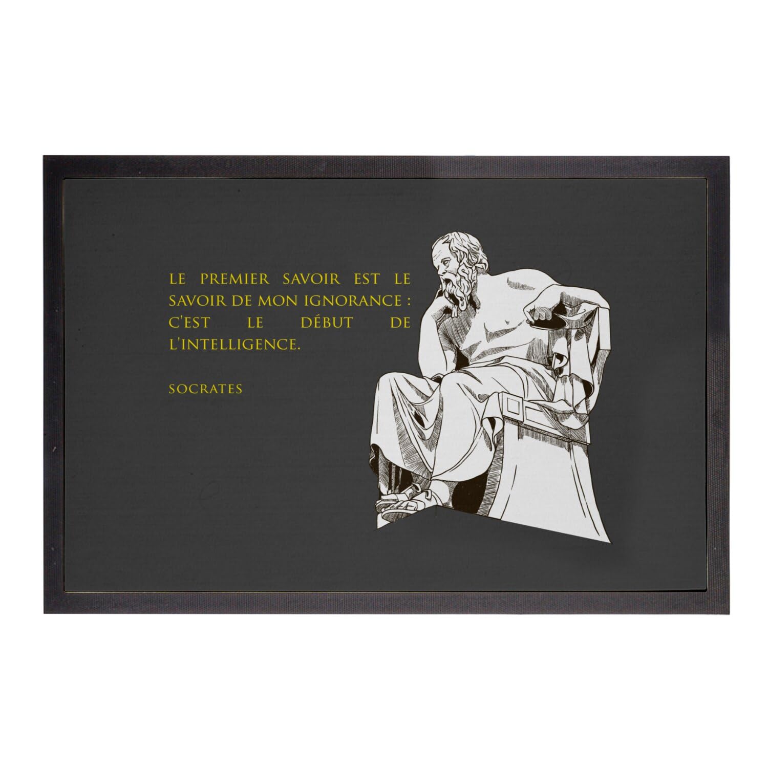 Paillasson noir Socrate 75x50cm cadeau idéal pendaison de crémaillère