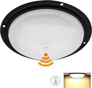 Facon 8-1/2'' 12V LED Ceiling Dome Light with PIR Motion Sensor, RV Scare Light Security Light, IP66 Waterproof Ceiling/Wall Light Interior Light & Exterior Light for RV, Camper, Trailer, Motorhome, Boat