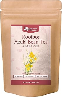 Onkatsu Farm Rooibos Azuki Bean Premium Japanese Tea Bags, Rich Aromatic Nutty Flavor, Hot or Iced, Caffeine Free, 50 Total Tea Bags