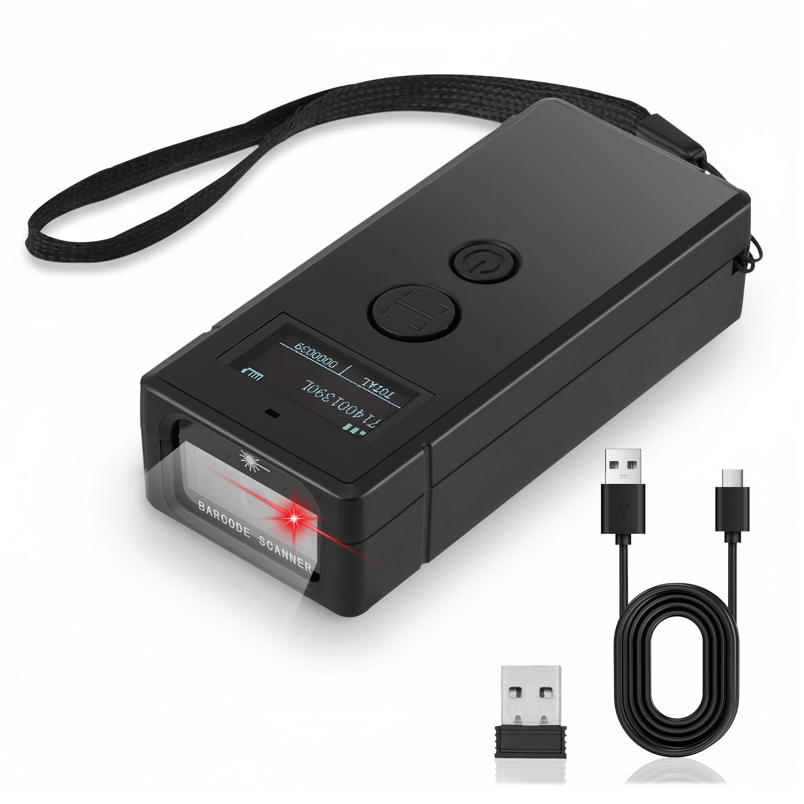 Wireless 2D&1D Mini Barcode Scanner, 3-in-1 Bluetooth & 2.4G & USB Wire Barcode Reader Compatible, 1100mAh Portable QR Bar Code Scanner, Compatible with iPhone, iPad, Android Phone