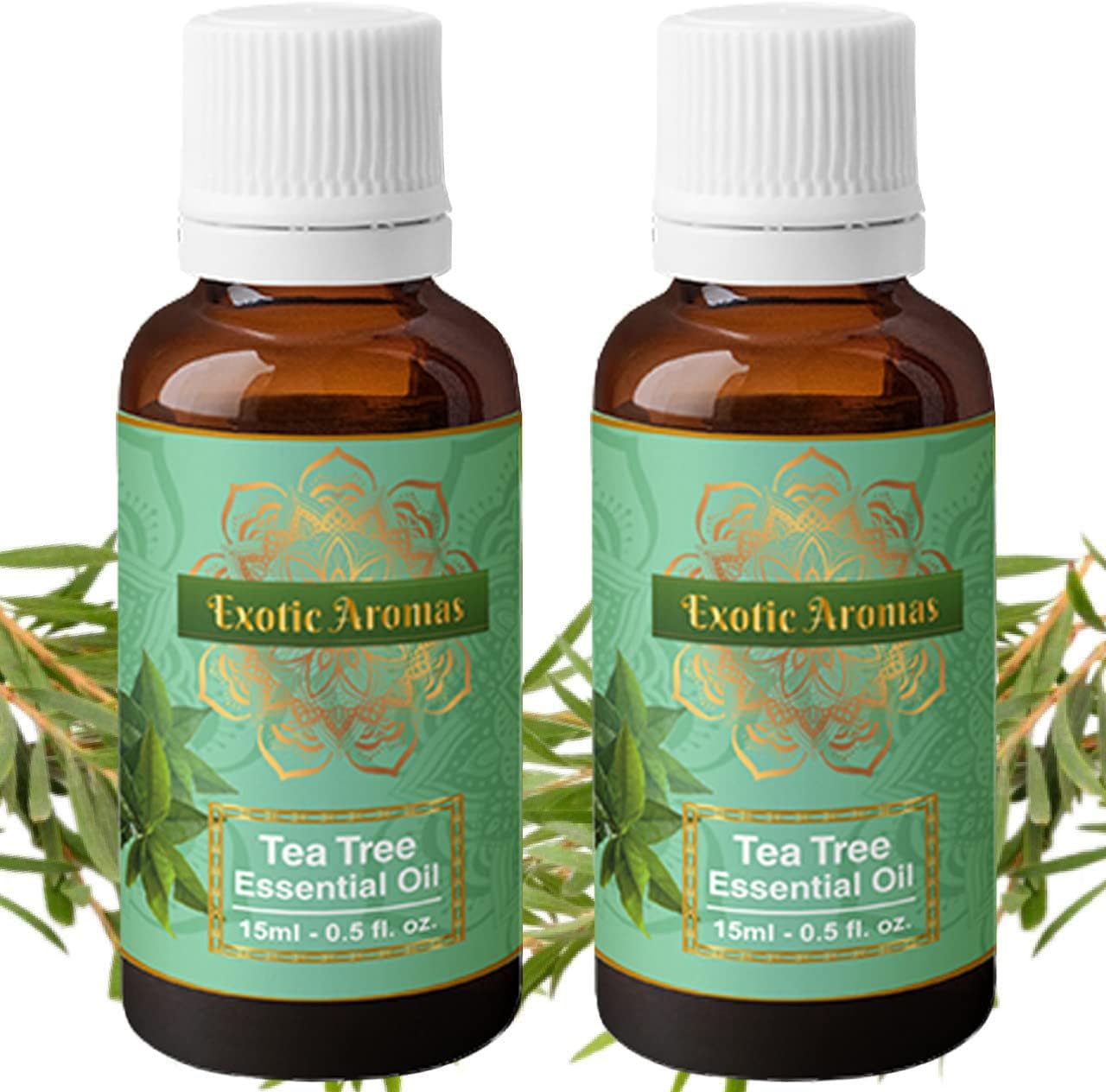 Exotic Aromas Tea Tree Oil, Essential Oil for Skin, Hair, Face, Acne Care, 100% Pure & Natural (15Ml + 15Ml) Pack of 2