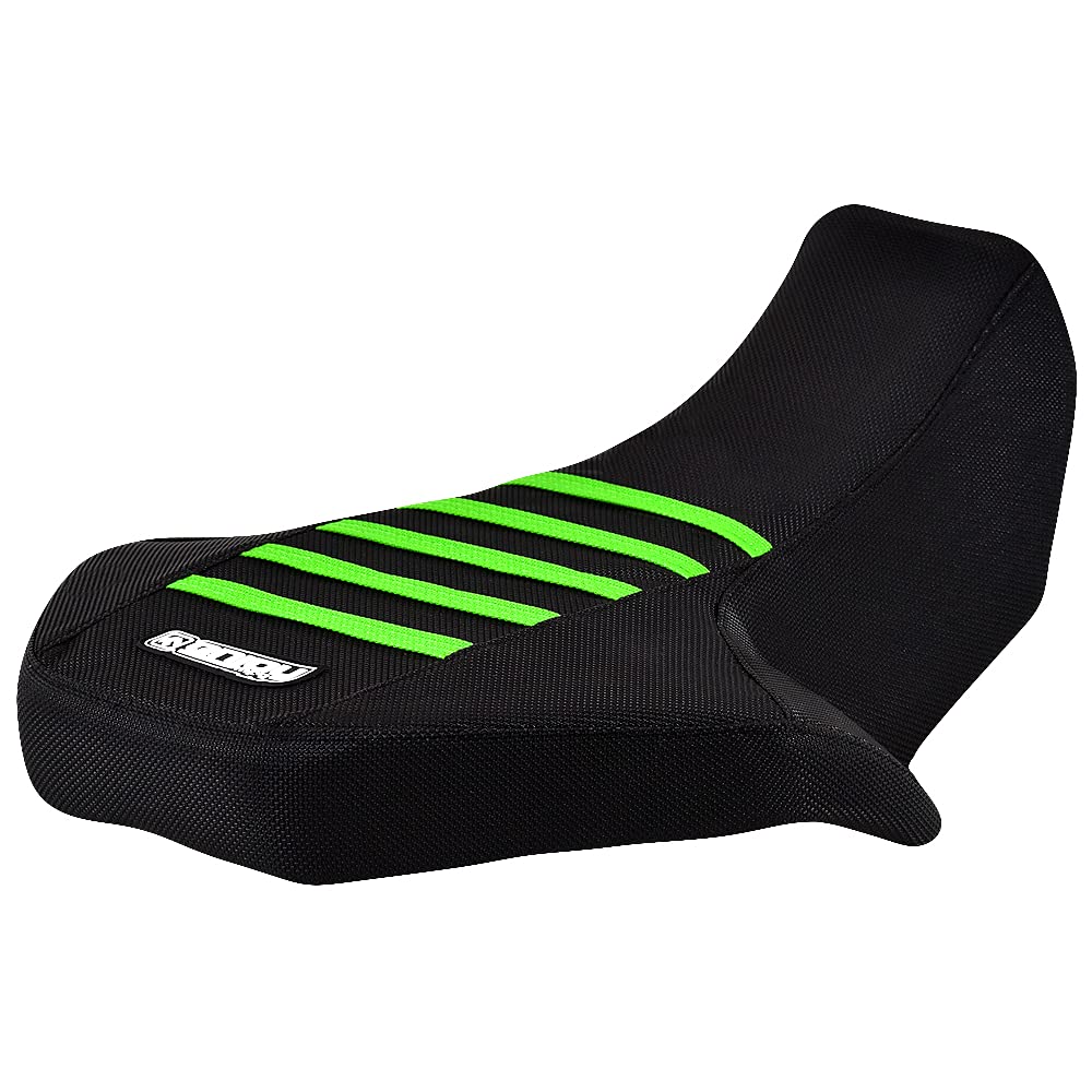 Enjoy Mfg Seat Cover - Compatible Fit for Kawasaki 2003-2006 KFX 80 KFX80 - #213 (All Black/Green Ribs)