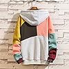 Covisoty Men‘s Hoodie Techwear Hip Hop Urban Streetwear Hoodies Patchwork Long Sleeve Pullover Japanese Sweatshirt Autumn Winte Lightpink yellow 2XL #2