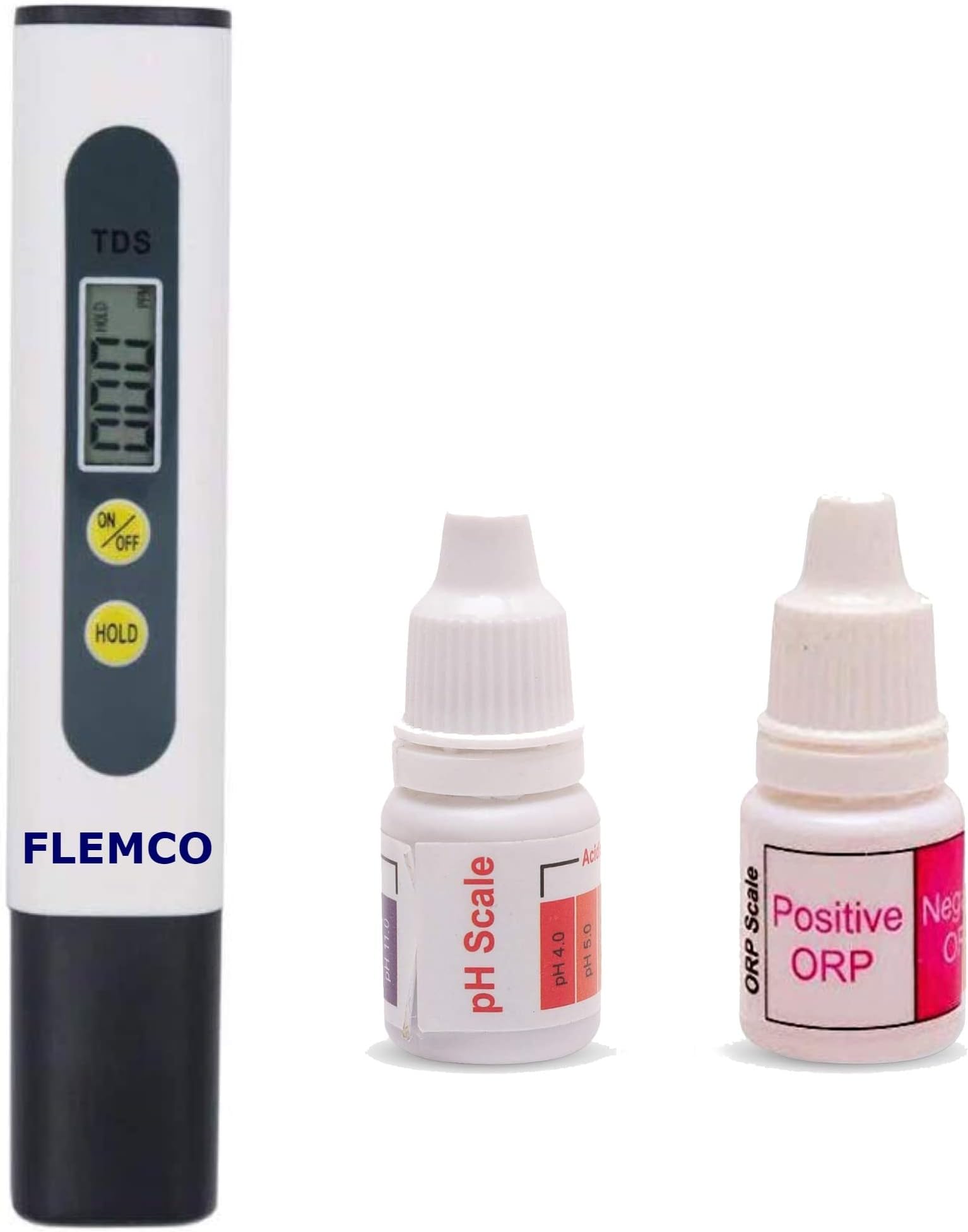 Flemco TDS Meter,pH Drop and ORP Testing for TDS Testing and pH Testing, TDS and pH Test, Pen Type TDS Meter and pH drop Bottle for all Purpose and Orp Testing positive/negative