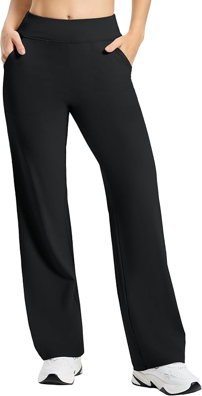 Tapata Petite Womens Wide Leg Yoga Pants 26/28 High Waist Stretch Loose Lounge Sweatpants Dress Work Casual with Pockets