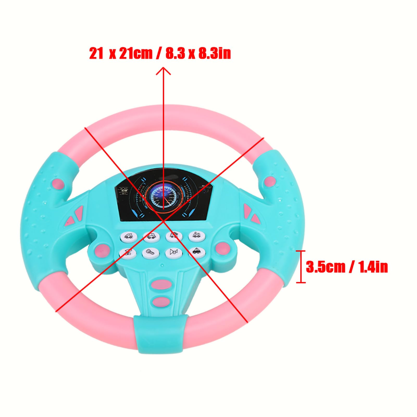Small Steering Wheel Toy Baby Educational Copilot Steering Wheel Music Children Intelligent Toy Simulation Car Driving Toy for Kids Gift (Pink and blue) - Image 2