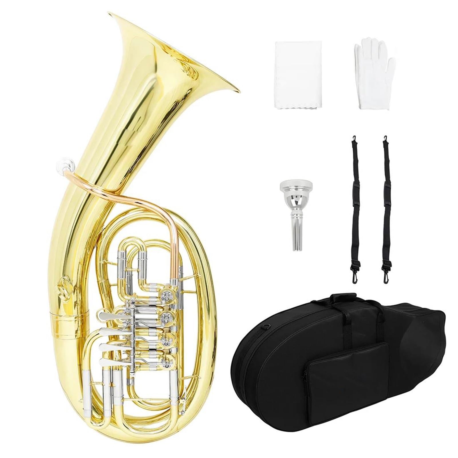 Eufonium Euphonium 4 Płaskie Klawisze Instrument Muzyczny Z Mosiężnym Korpusem Profesjonalne Części I Akcesoria Baryton(Type3 980)