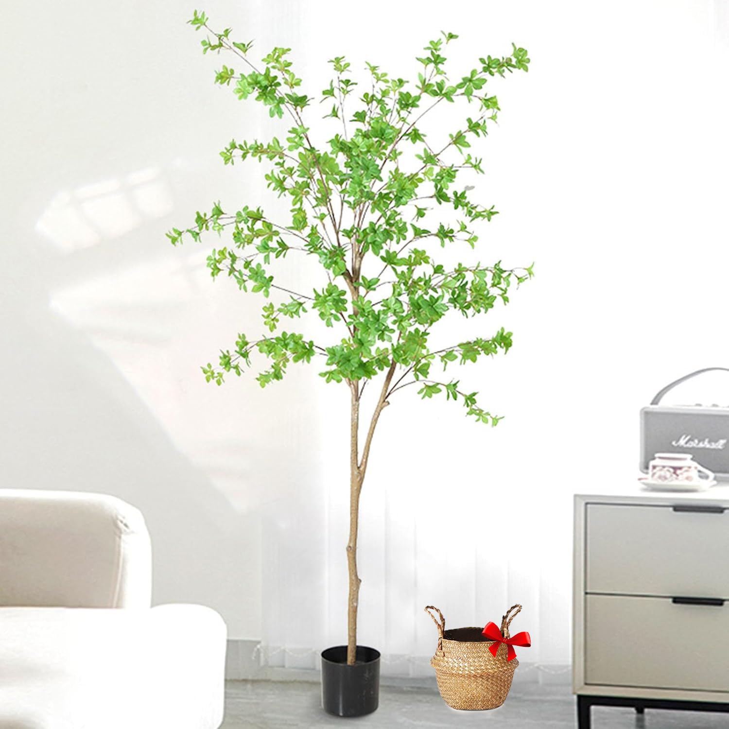 YSOAE Fake Tree Artificial Tree, Artificial Enkianthus Tree with Realistic Leaves, Realistic Fake Plants for Home Party Flowers Arrangement Wedding Decorations Simulation Bonsai Trees (180cm)