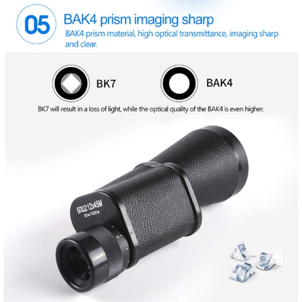 Amazon.co.jp: pcagfaajmh 12X45 ロシア軍用単眼鏡 HDポータブル望遠鏡