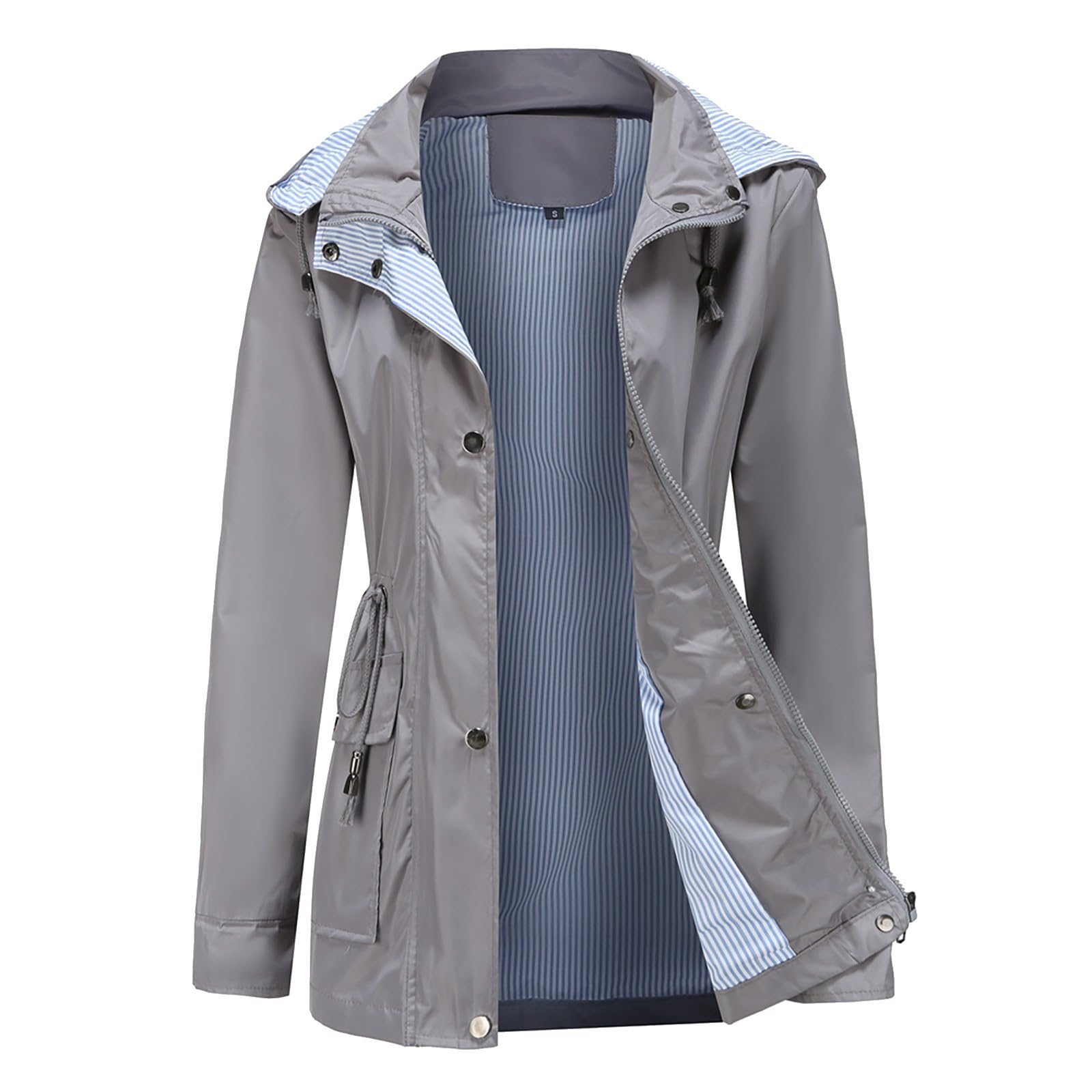 Giacca Antivento Da Donna In Tinta Unita Per Esterno Taglie Forti Con Cappuccio, Antivento, Cappello Staccabile Temperature Estreme Running Impermeabile Moto Antipioggia Pioggia Corsa
