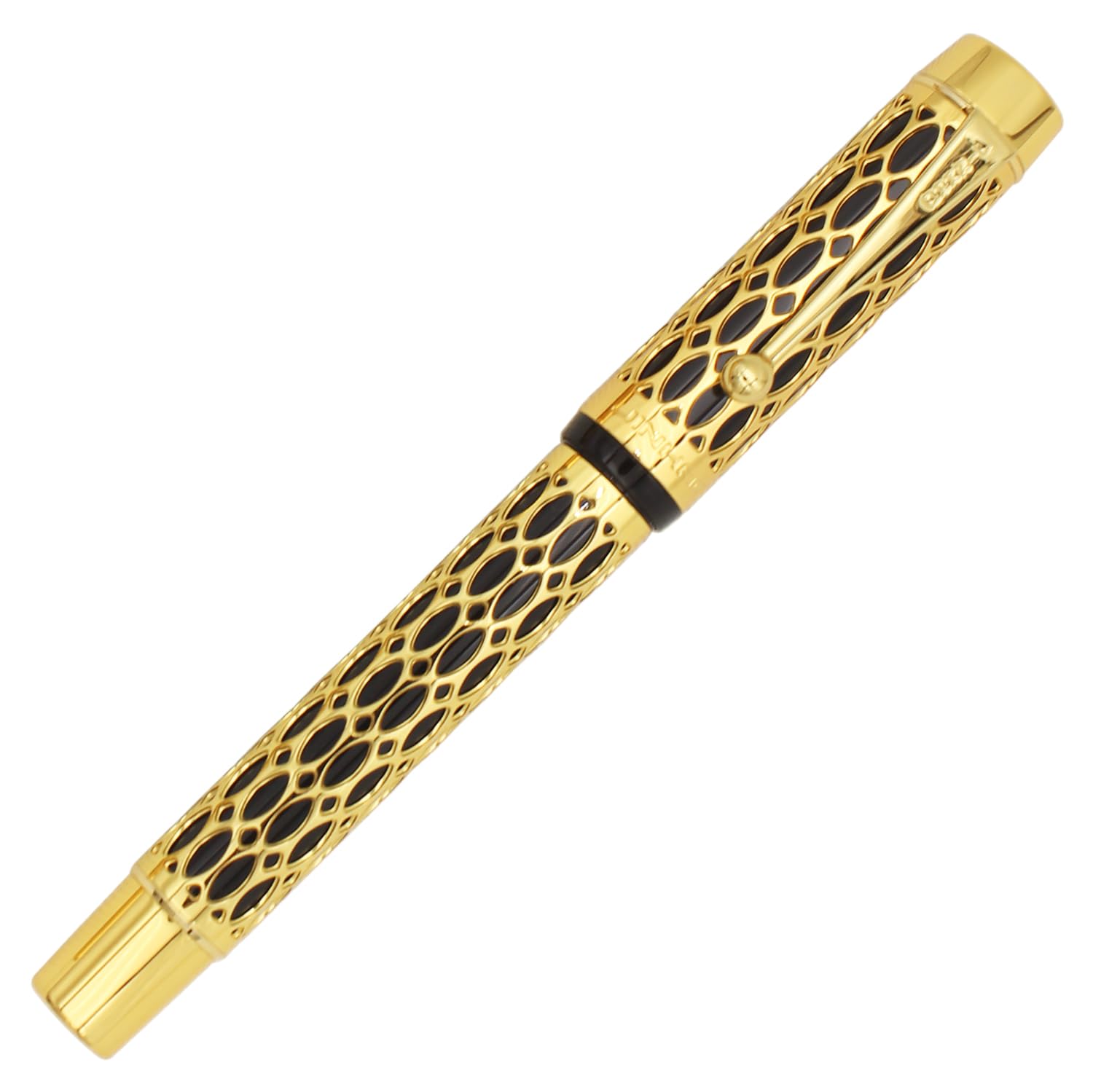 Gullor Openwork Gold Fountain Pen with Gift Box, Screw Cap, Black Barrel, Extra Fine Nib - Image 3