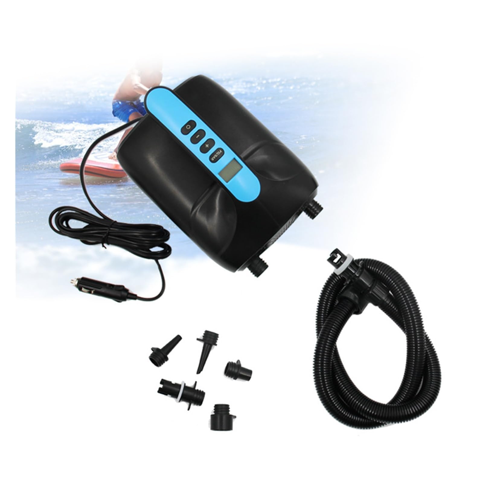 Elektryczna pompka powietrza, Pompa pneumatyczna do łodzi SUP 20PSI, elektryczna pompa powietrza, wyświetlacz LCD, przenośna sprężarka powietrza(Blauw)