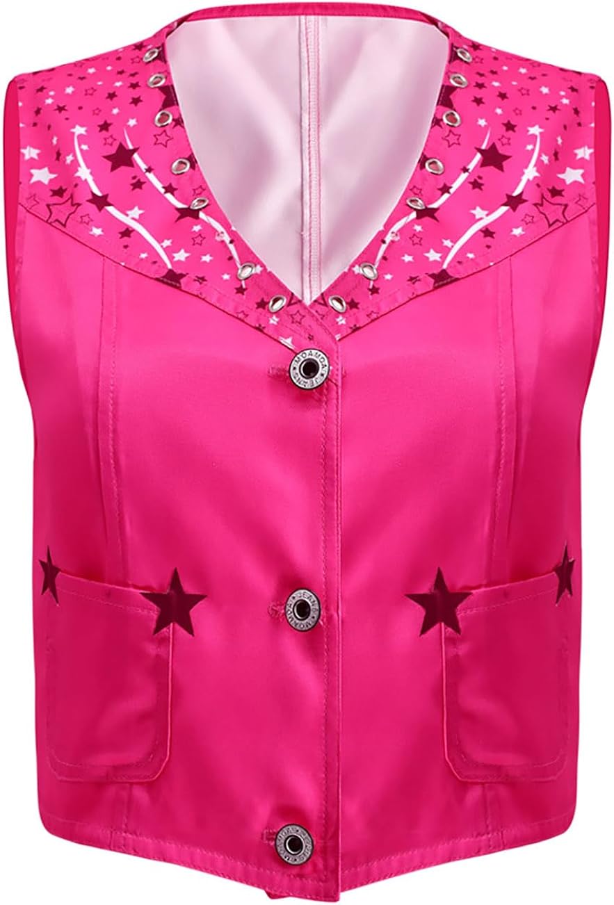 Miniatura 5 de Disfraz de Cowgir para mujer, disfraz de discoteca hippie de los años 70 y 80 para mujer, cosplay, color rosa, pantalón acampanado para niñas,