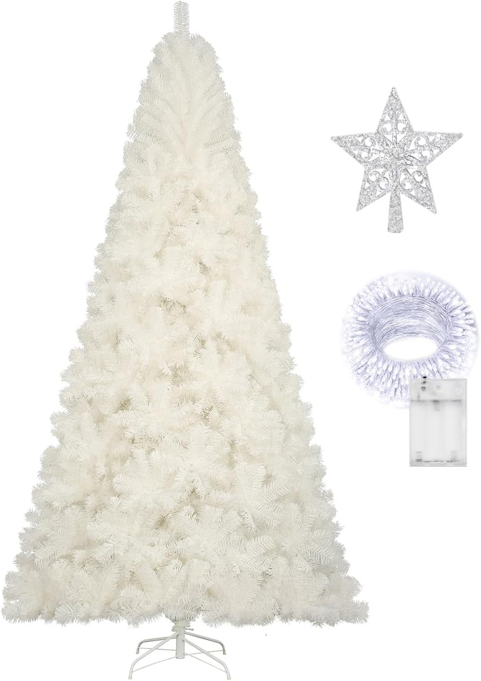 KTKDE 4 Ft White Premium Artificial Christmas Tree Easy to Assemble with Metal Stand w/ 450 Tips, Christmas Tree White Festival Decoration for Home School Office Store etc White 4ft
