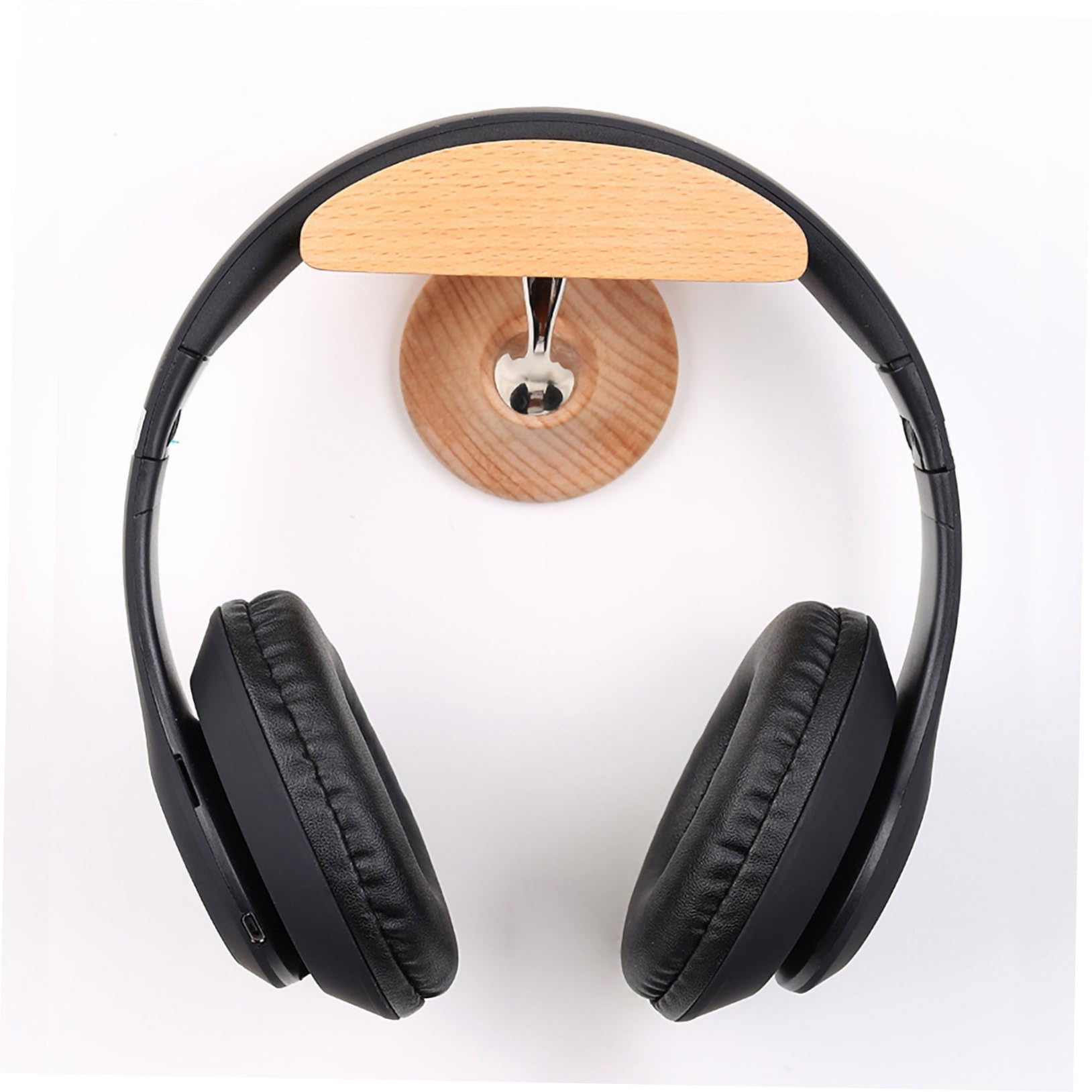 2juegos Soporte para Auriculares De Madera Natural Estante para Auriculares Soporte De Pared Sin Taladros Diseño Práctico y Duradero Color Madera