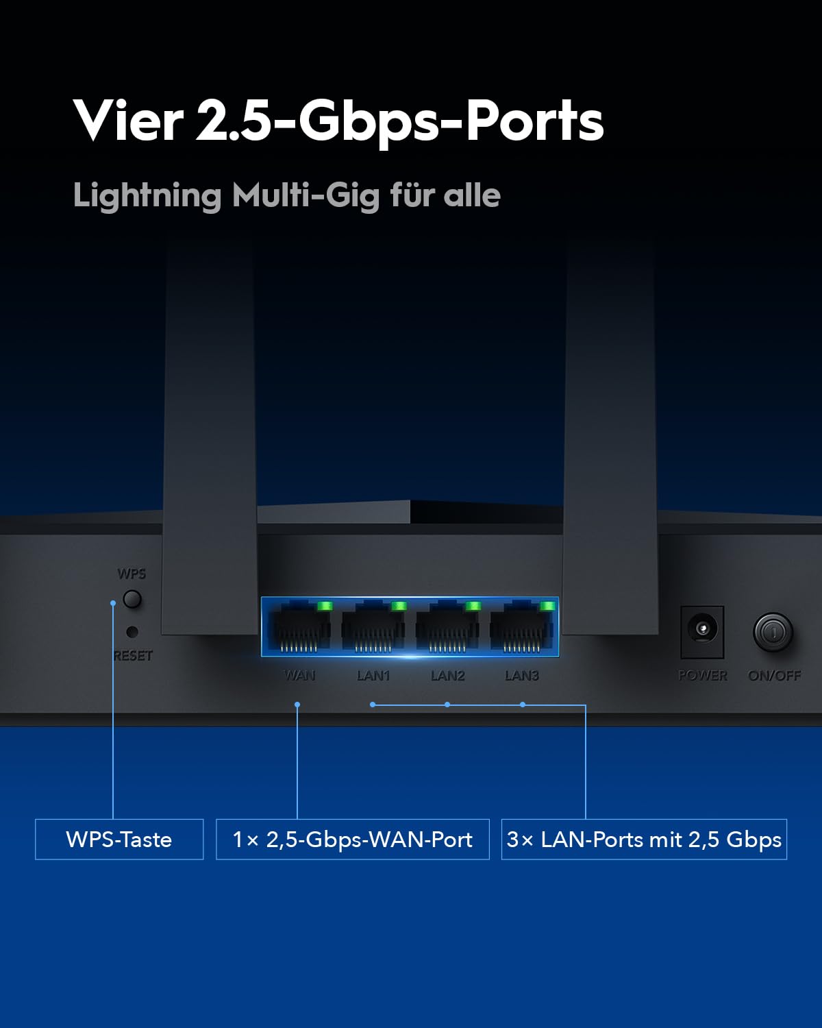 Cudy Tri-Band WiFi 7 BE11000 Router, 6-Stream 10 Gbit/s, 4 × 2,5G-Ports, bis zu 11000 Mbit/s, VPN-Server und -Client, Cudy-App und Mesh, 6 × Hochleistungsantennen, WR11000