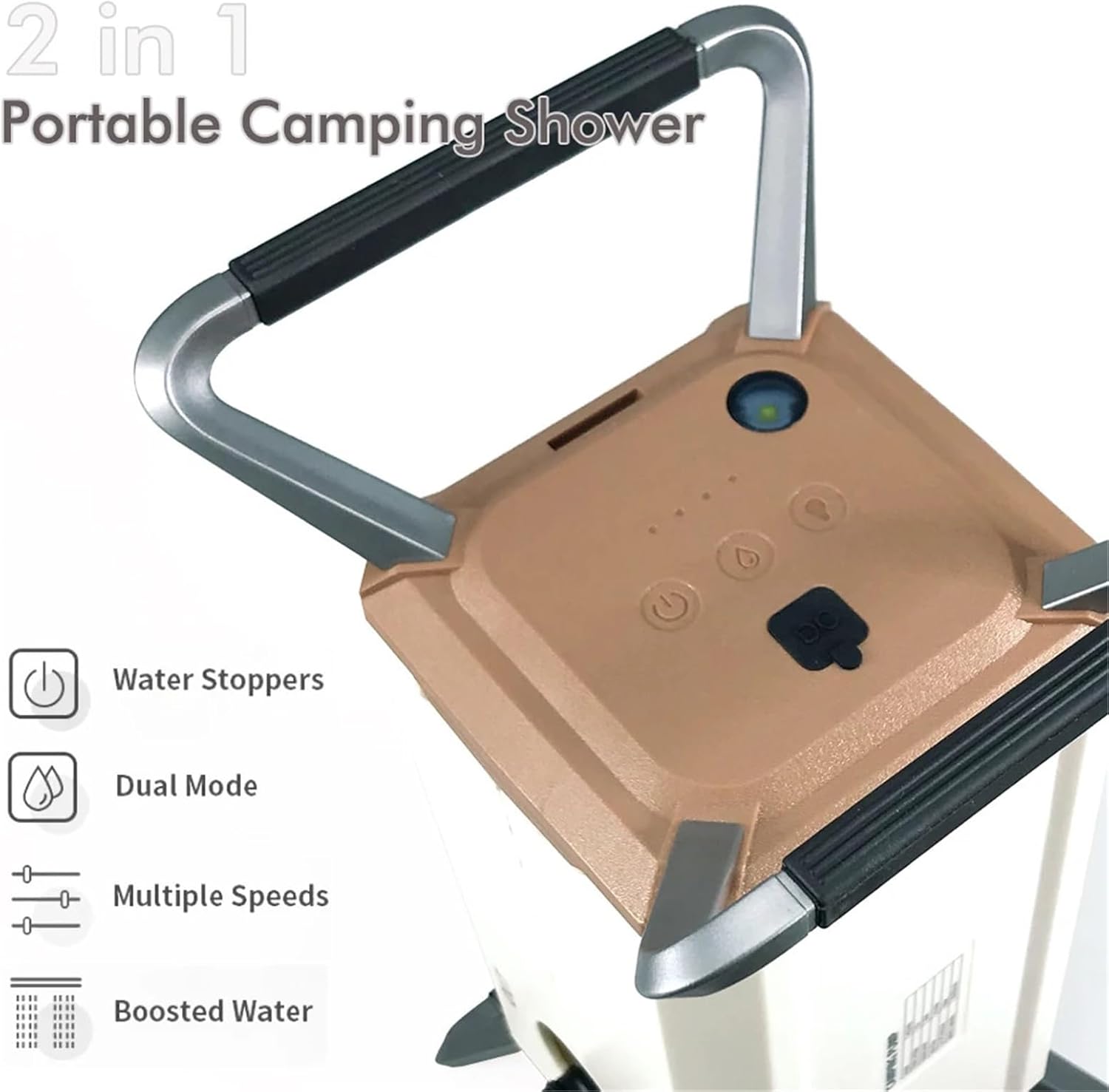 1pcs Portable Multifunctional Outdoor Water Pump for Car Wash RV Shower with Pressure Switch and Night Lighting for Camping(UK)