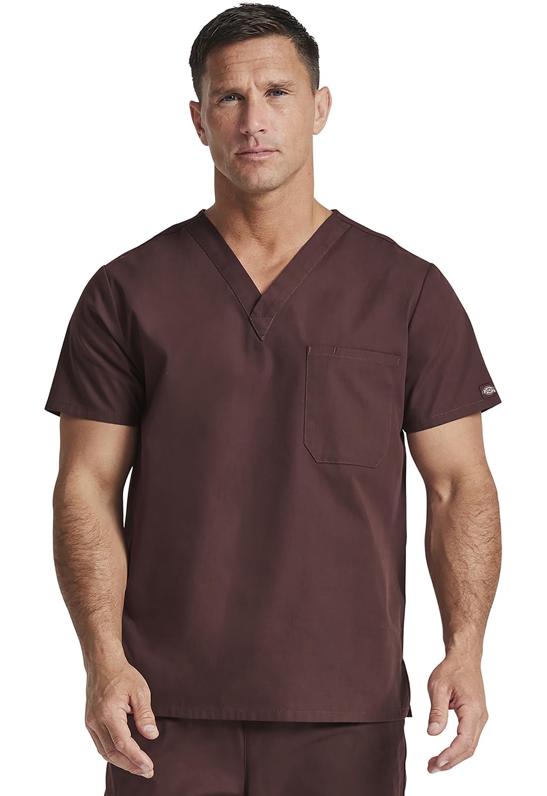 Dickies EDS Signature Scrubs for Women and Scrubs for Men, Unisex One Pocket V-Neck Top in Soft Brushed Poplin 83706