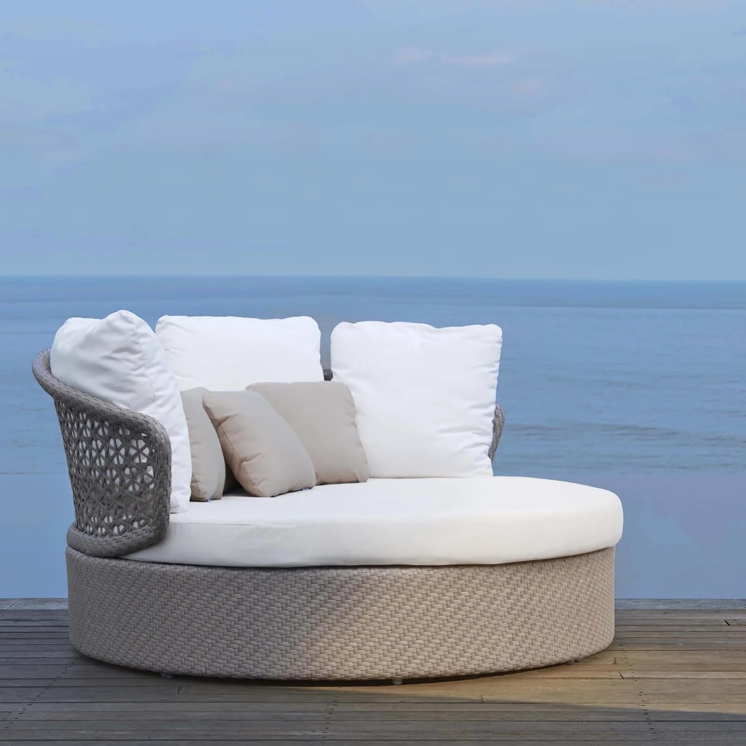 BRISHI Outdoor/Pool Side/Garden/Balcony/Porch/Backyard/Terrace/Patio/Beach/Sofa Sunbed Wicker and Rattan Daybed (Grey/White) - Review, Price and Buying Guide