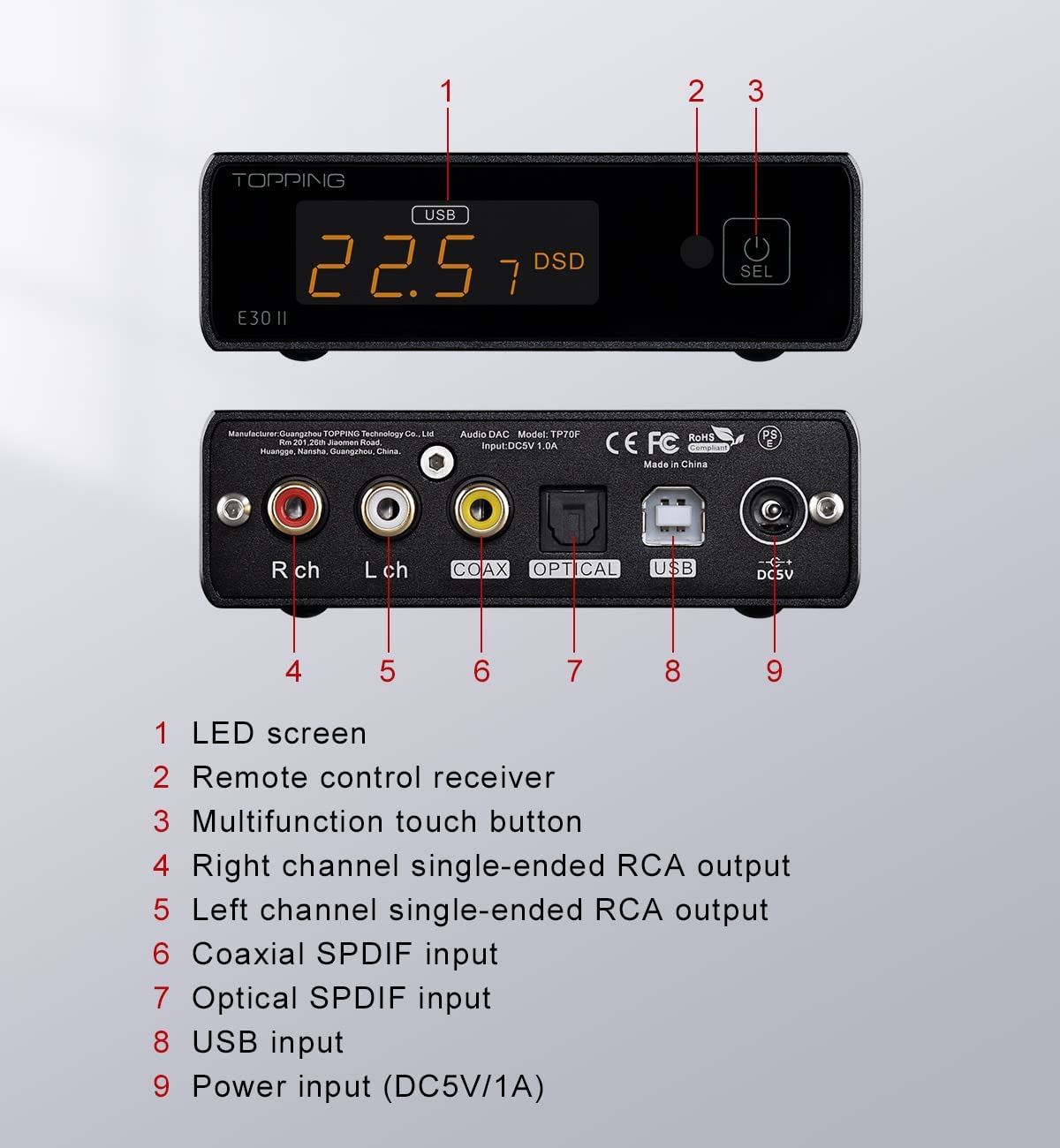 Topping E30II DAC USB Hi-Res (nero)