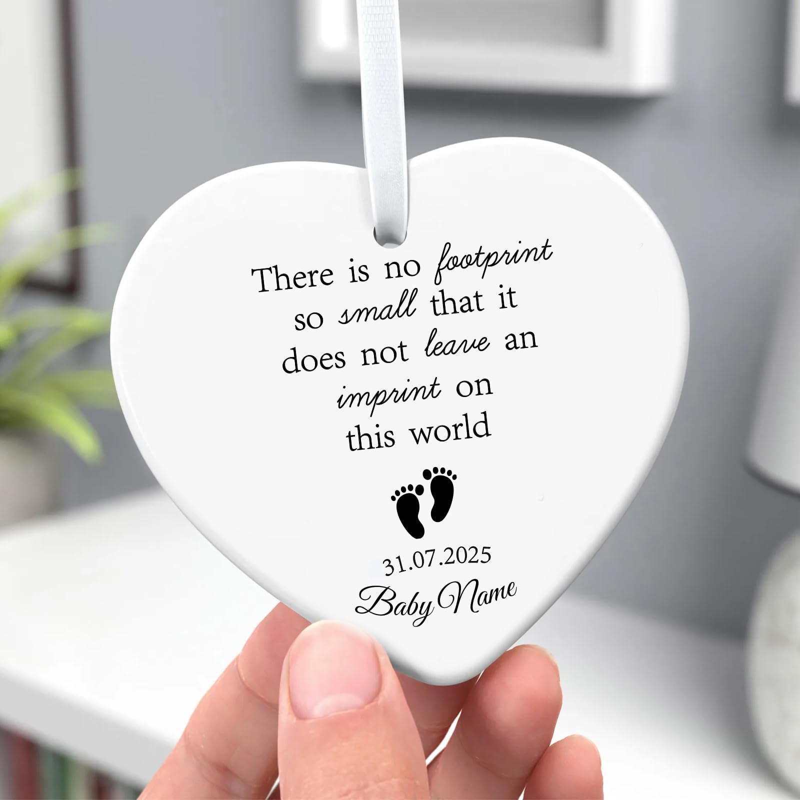 Memorial Keepsake for Baby Loss - Personalised Ceramic Remembrance Pendant with Child's Name Baby Loss Gift Ornament- Handcrafted Sympathy Gift for Bereaved Parents (Heart 2)