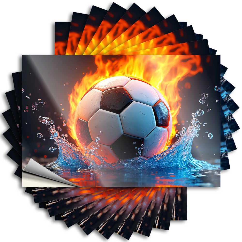 Teen Decor, Saying Funny Wall Quote Stickers, Small No Residue Decals for Luggage | Dart Party Favor Custom Fire and Water Soccer Ball(12X18CM)