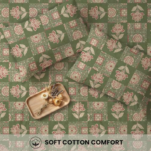 Image of Urban Space 144 TC Divine 100% Cotton Bedsheet for Double Bed with 2 Pillow Covers, Queen Bedsheet (Size 90 x 100 inches, Adaa Olive, Double)
