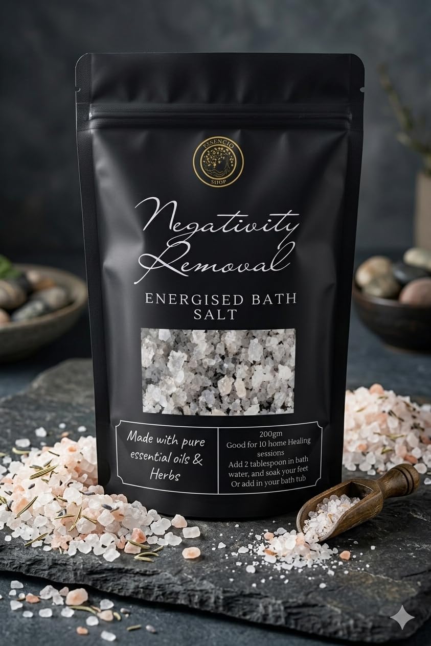 ESSENCIO SHOP Luxury Bath salt for negativity removal, evil eye removal, 200 GM with |Essential Oil, herbs, vitamin e | No colors, No preservative | Freshly made-image-27