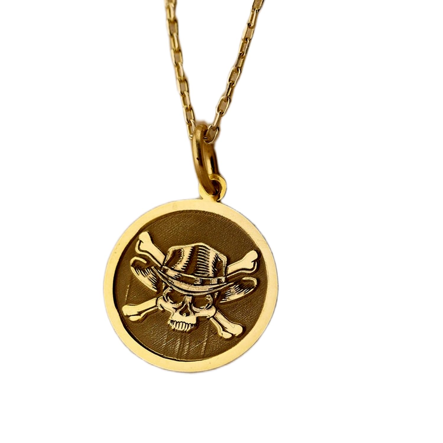 Bijou unisexe tête de mort gravée LKBEADS collier pièce de pirate