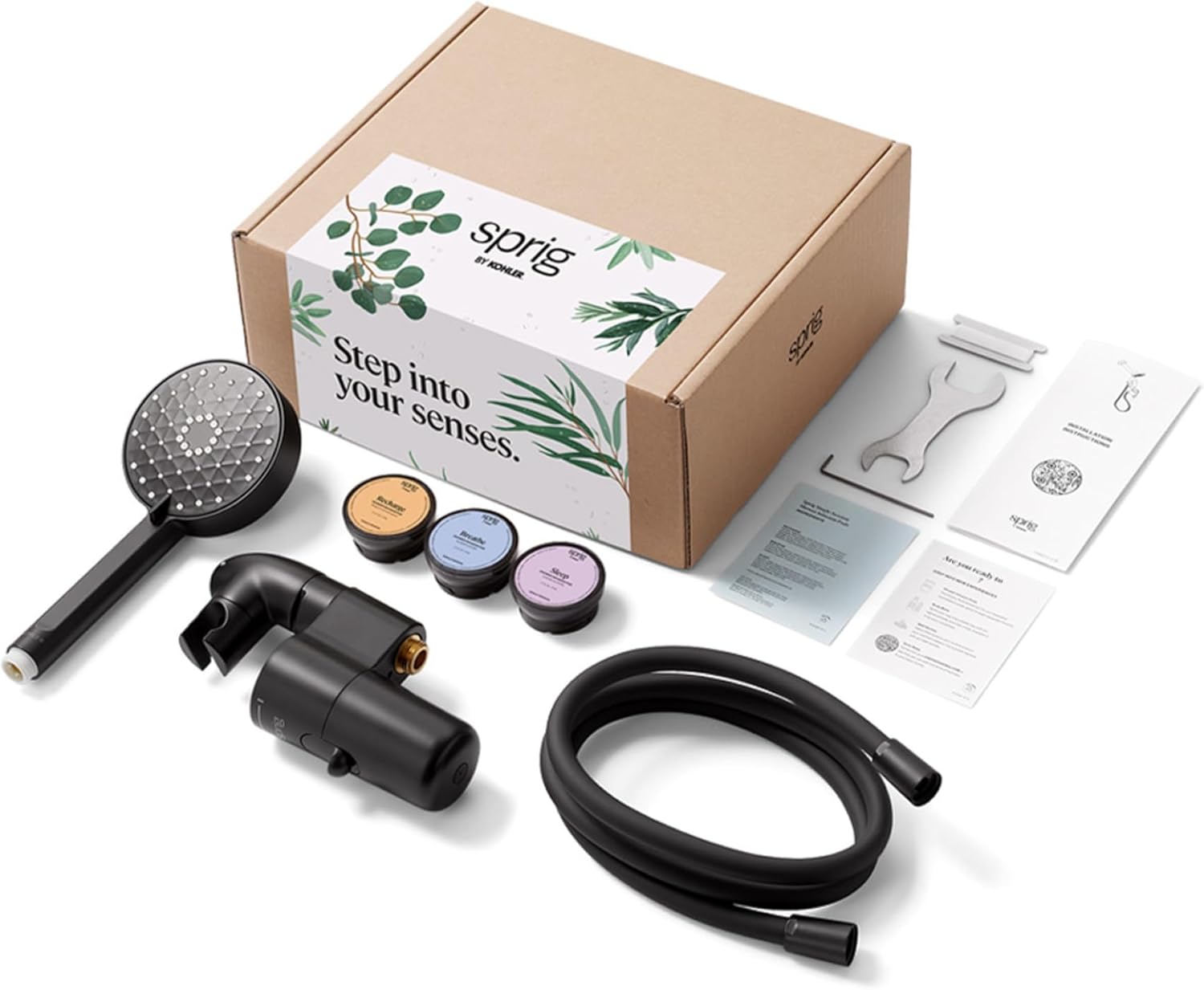 Sprig by Kohler Handshower Infusion Kit, Clean Aromatherapy Infused With Skin and Hair-Loving Ingredients, Matte Black