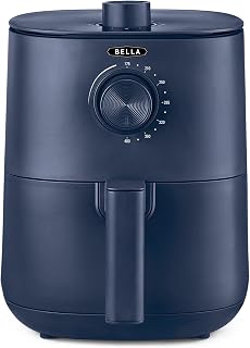 BELLA 3 Qt Manual Air Fryer Oven and 5-in-1 Multicooker with Removable Nonstick and Dishwasher Safe Crisping Tray and Basket, 1400 Watt Heating System, Matte Blue