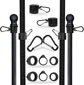 Pack of 2 - FFN 5 Foot Premium Tangle-Free Carbon-Fiber Flag Poles - Each pole set with 2 adjustable Flag Rings - Ideal for Trucks, Vehicles, or SUVs Fits for 2x3FT, 3x5FT Flags 5ft Poles Only Flags & Mount Not Included