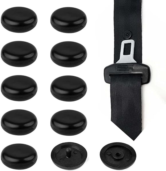 10 Bottoni Cintura di Sicurezza Auto, Clip Ferma Cintura Universale, Regolatore Cintura per Adulti e Bambini, Pulsante Antiscivolo, Adatto per Tutti i Tipi di Auto - 1