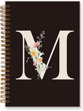 Black Cute College Ruled Spiral Notebook Journal for Girl, 5.5 x 8.3
