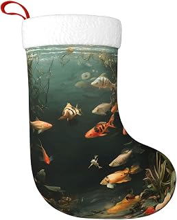 WZYWHJ Christmas Stocking - Festive Decorative Plush Stocking for Holiday Parties and Gifts Deep sea Fish Pond Pattern