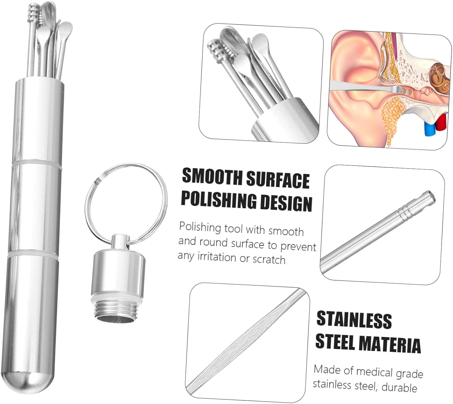 1Set Tool Practical Ear Picks Ear Wax Removal Spoons Lightweight Portable Cleaning Kit for Daily Care for Friends and Family