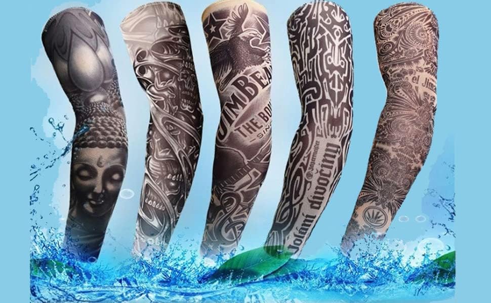 Miniatura 5 de Amor est vitae essentia Manga de compresión de tatuaje, mangas de brazo, fundas de tatuaje, mangas de tatuaje temporales, protección UV para hombres