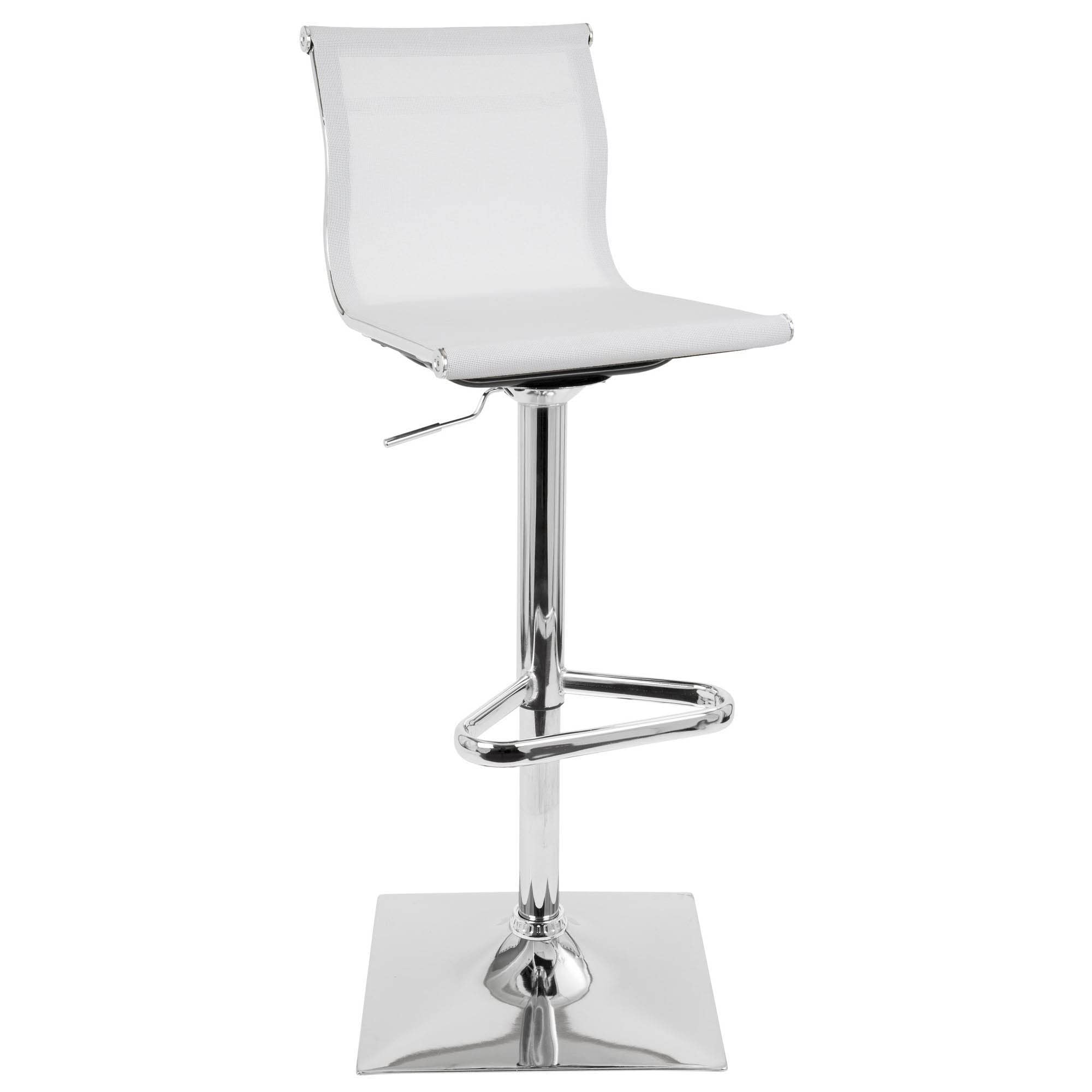 (White) - WOYBR BS-TW W Mesh Fabric, Chrome Mirage Barstool