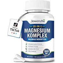 Magnesium Complex 15-in-1 Capsules - 1000 mg High Dose 10 Magnesium Forms with Bisglycinate Citrate Malate Taurate Zinc & Vitamins for Muscles Nerves Bones & Energy Metabolism 90 Capsules
