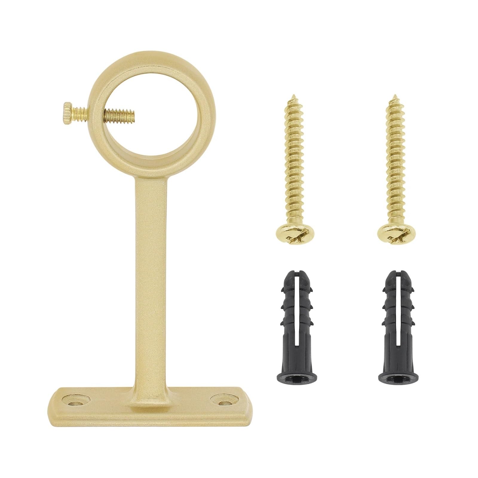 Lot de 4 supports de tringle à rideaux robustes en alliage d'aluminium à trou unique avec vis réglables pour salle de bain, balcon, cuisine
