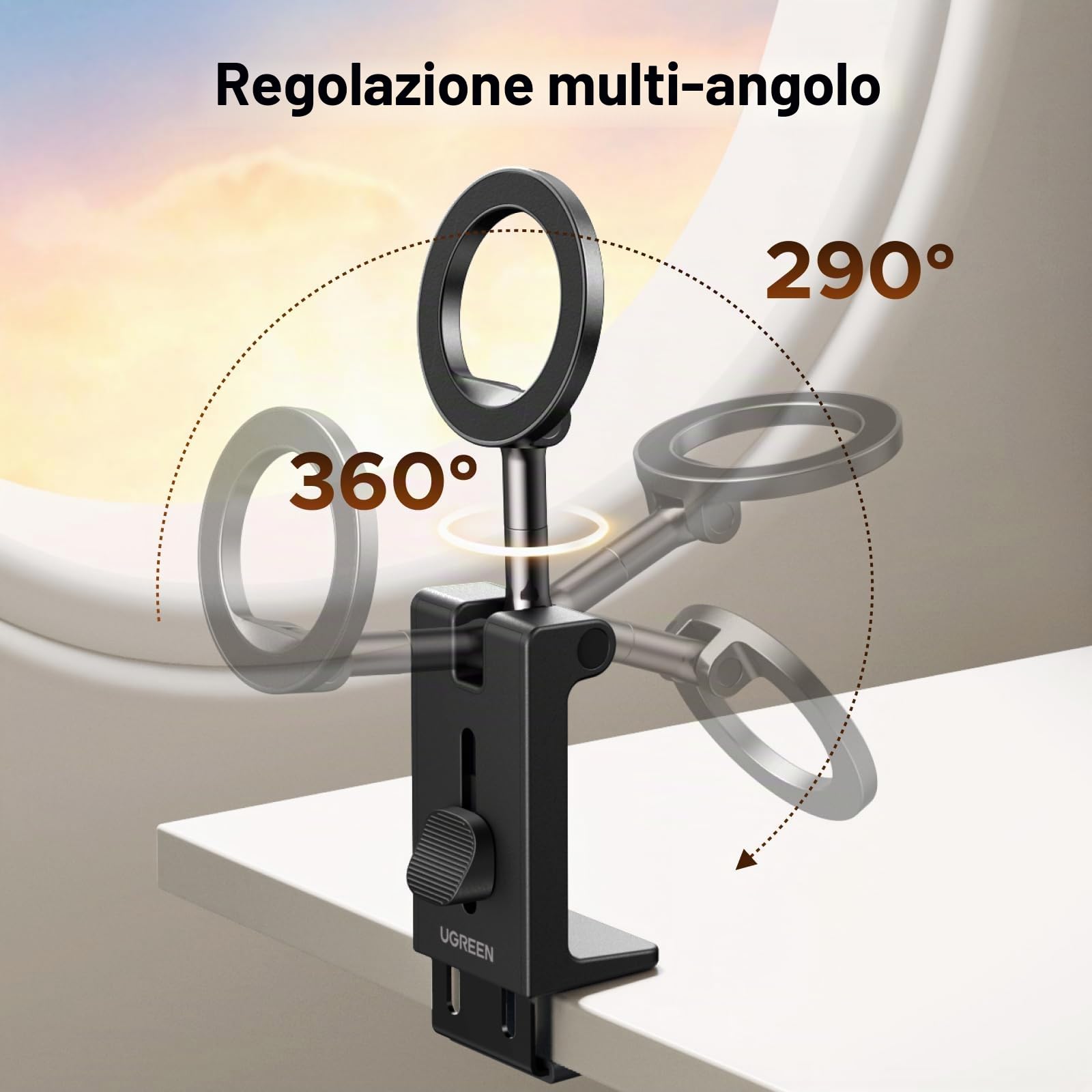 UGREEN Supporto Cellulare Magnetico per Aereo, Accessorio da Viaggio Pieghevole Portatile Universale con Rotazione di 360 Gradi Compatibile con MagSafe iPhone 16 Plus Pro Max 15 14 13 Galaxy S24 S23