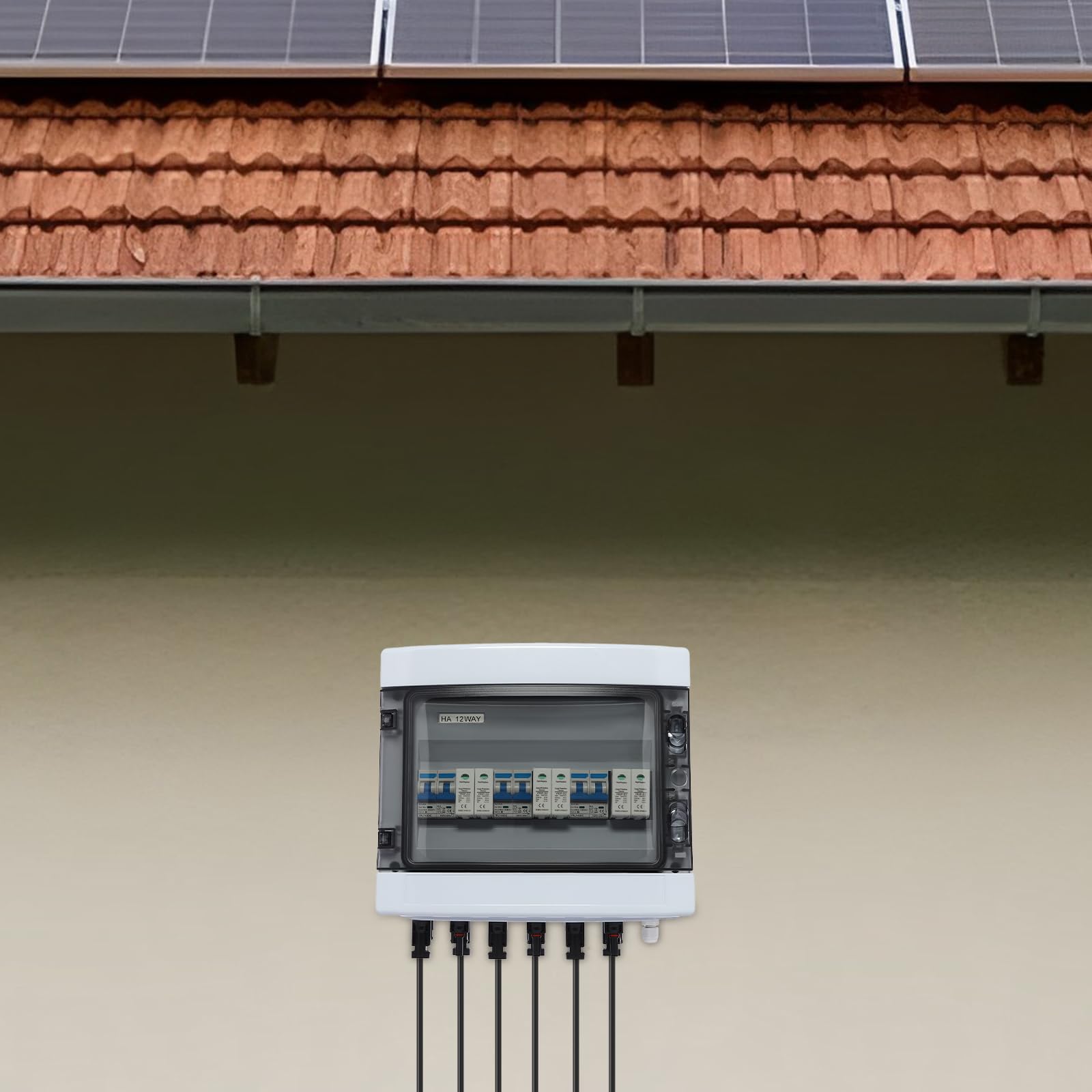 Überspannungsschutz PV Combiner Box für Solarpanel 3 in 3 out 1000V Solar Leitungsschutzschalter DC Trennschalter Blitzschutz für PV Anlage Photovoltaik IP65 Wasserdichtes (25A)