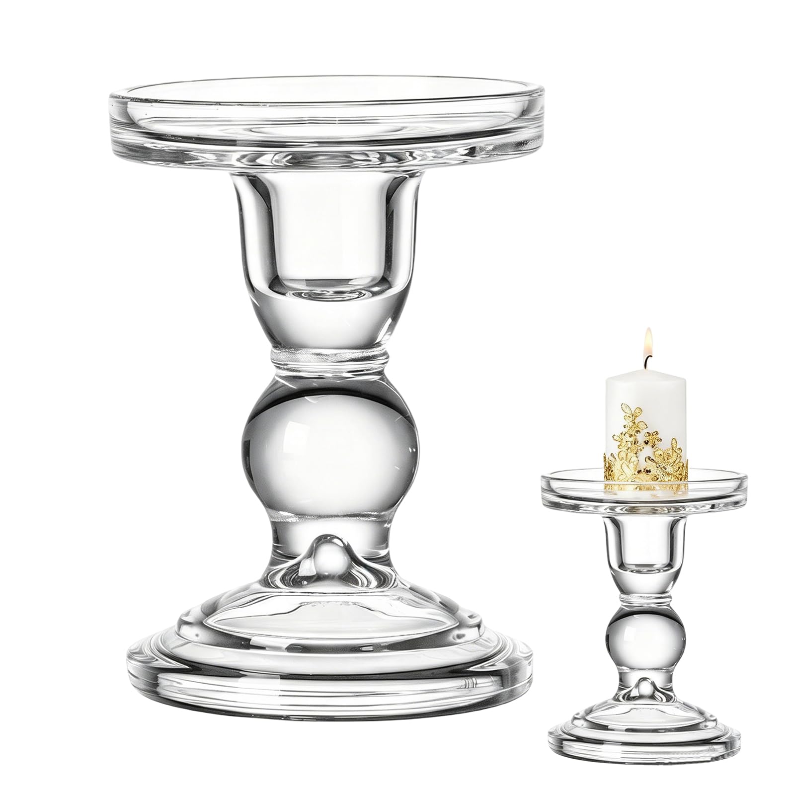 Bougeoir conique en verre transparent pour décoration de Noël, mariage, salon