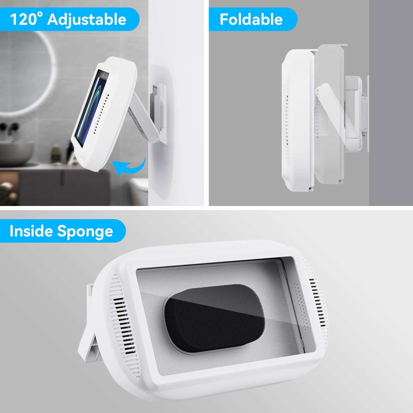 KDD Support Téléphone Douche Étanche 360° – Étui Amovible, Rotation & Inclinaison – Compatible IPhone 16/15/14 & Android 4-6.7"