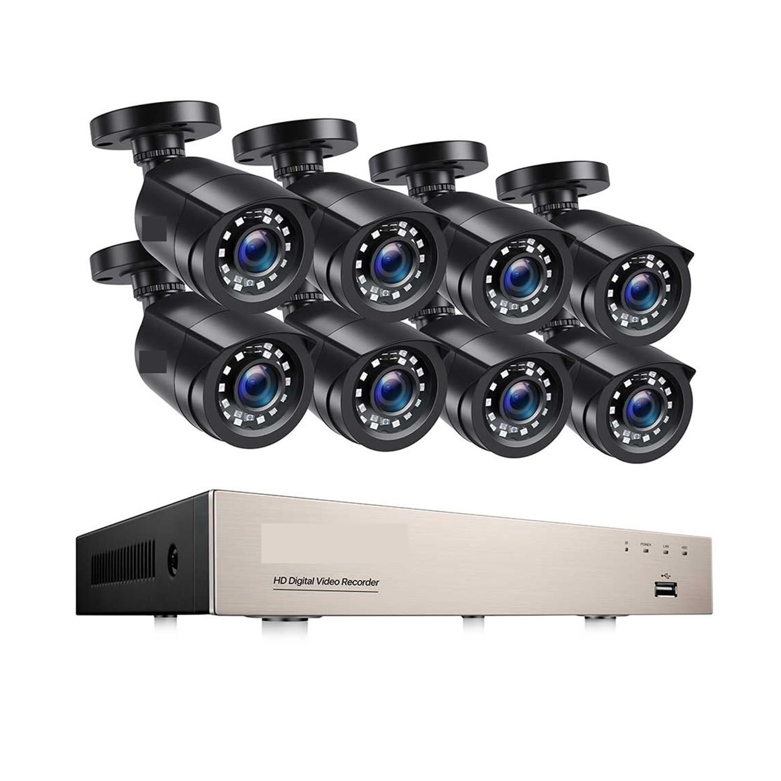 System kamer bezpieczeństwa System bezpieczeństwa w domu H.265 + 8-kanałowy rejestrator 4/8 szt. 2,0 MP 1080 p Noktowizor Nadzór zewnętrzny Wodoodporne zestawy kamer(2T,8CH DVR with 8 Cams)