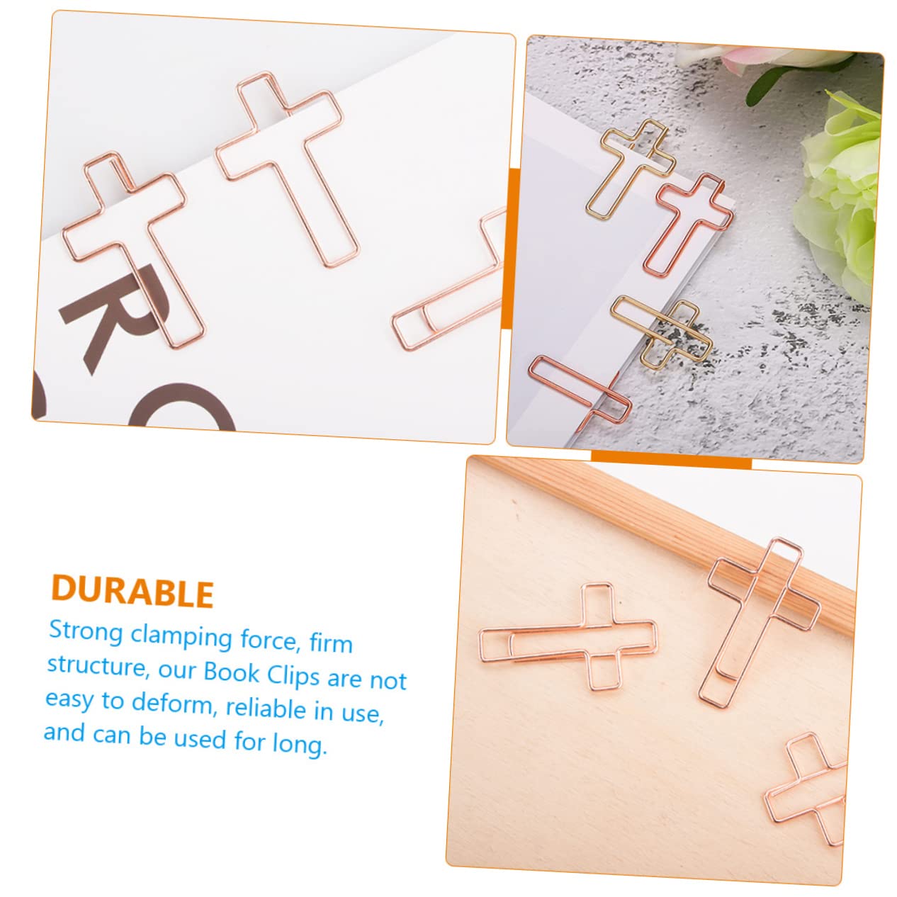 NUOBESTY 5 Set Graffette Asse Graffetta Per Fogli Divertente Arredamento Per Ufficio Clip Graffetta Gigante Office Uffizi Perno A Forma Di Croce Perno A Croce Metallo Rose Gold 60 Pezzi * 5