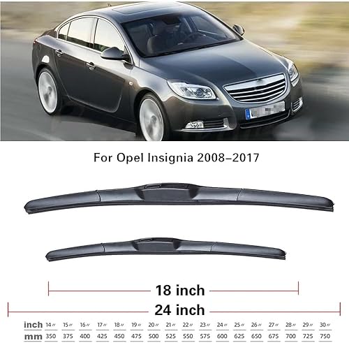 Miniatura 3 de Limpiaparabrisas híbrido delantero compatible con Opel Insignia A 2008-2017 limpiaparabrisas Limpiar ventana limpia cepillos de lluvia 24 pulgadas +