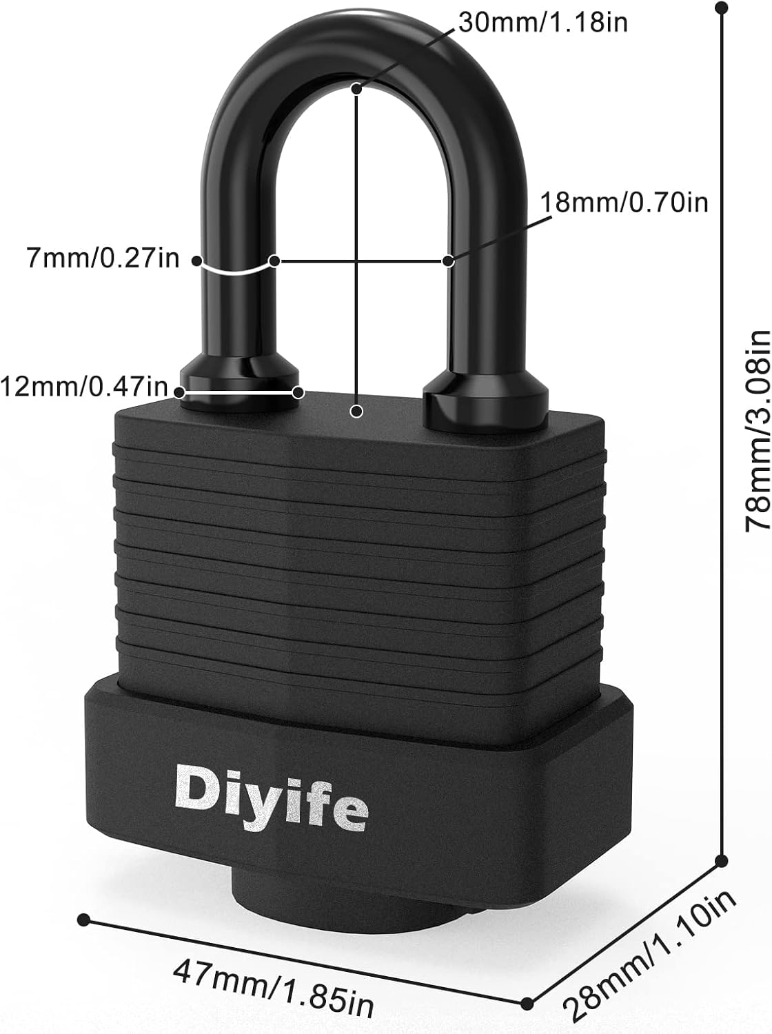Padlock with Key, [2 Pack] [4 Keys] Diyife Padlock Waterproof Lock Key Padlocks 40mm Heavy Duty Padlocks Anticut for School,Gym Locker, Garage, Fence, Shed, Yard,Cabinet,Toolbox,Outdoor & Indoor Use