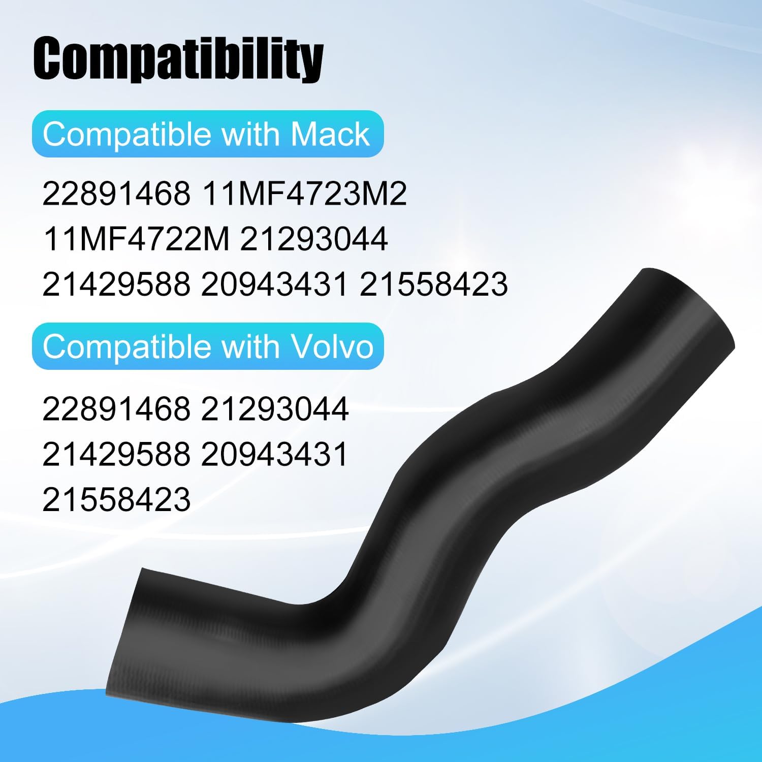 Upper Cooling Hose Compatible with Volvo Compatible with Mack Truck Replaces 22891468 21293044 21429588 21558423 20943431 Radiator Coolant Hose