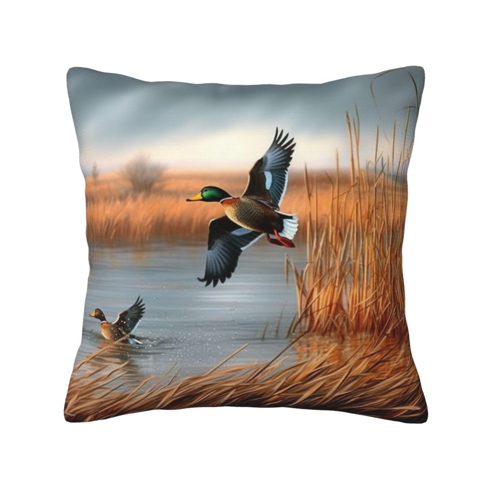 LHFIOHIRG (Hunting Flying Wild Duck) Decorative Throw Pillow Covers Double-Sided Printed Cushion Covers for Sofa, Couch, Bed, and Home Decor 30 x 30cm